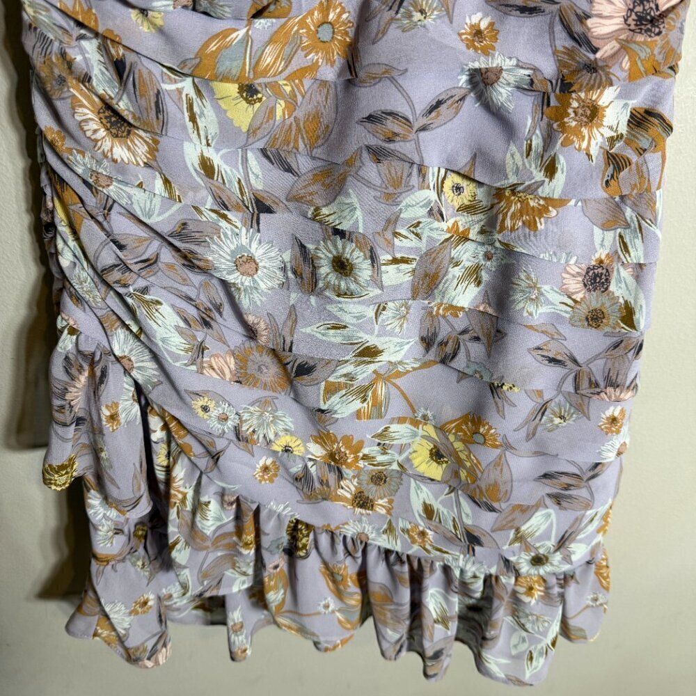 ASTR The Label Periwinkle Floral One Shoulder Tulip Mini Dress Women's Medium - Picture 9 of 14